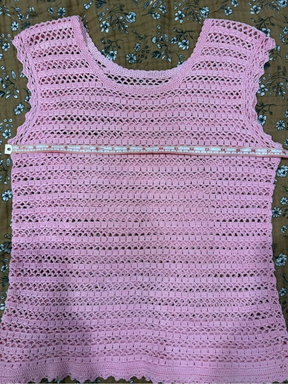 Pink Crochet Sleeveless Knit Top - Picture 7 of 9